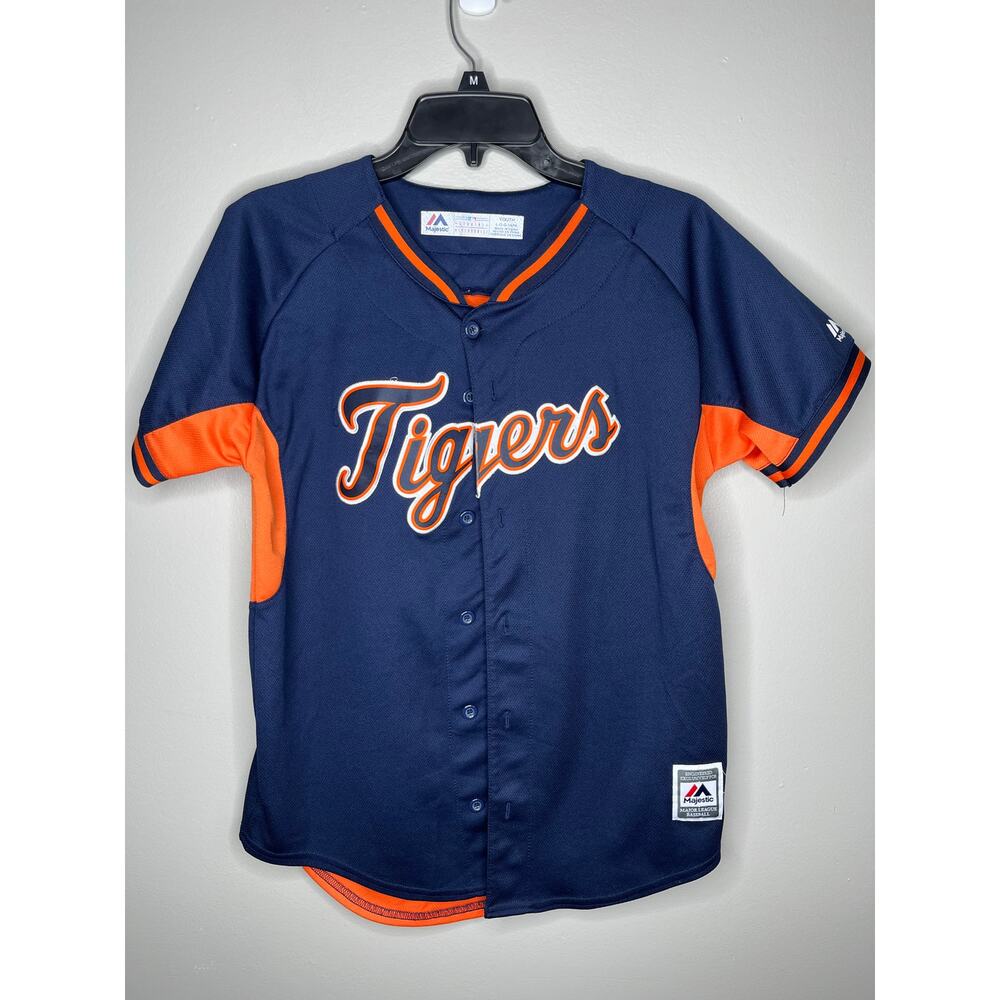 Detroit Tigers Miguel Cabrera #24 Majestic Youth Jersey Navy Orange Size L 14/16 - Picture 2 of 5